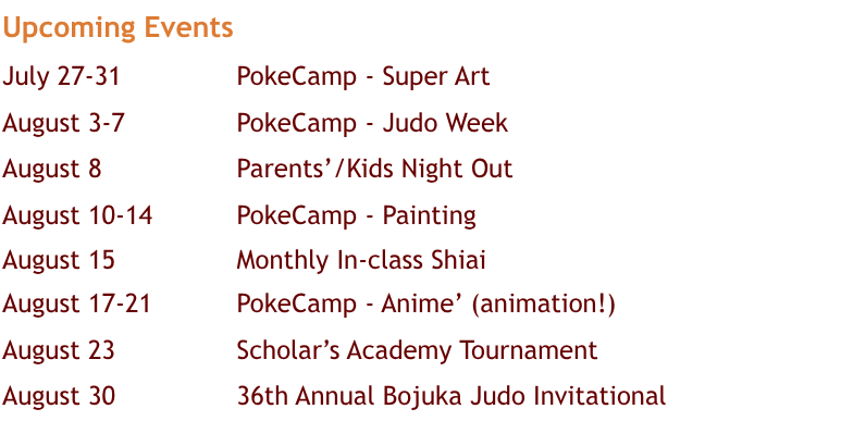 Feel free to contact us at: 510-604-6640 or info@hanabijudo.com.