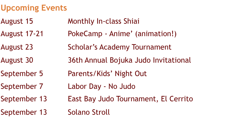 Feel free to contact us at: 510-604-6640 or info@hanabijudo.com.